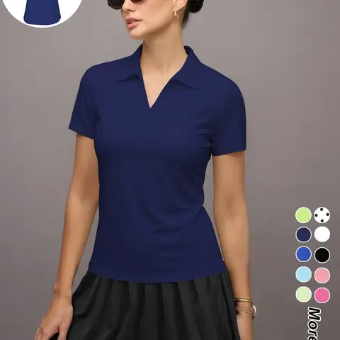 Women's sports polo shirts moisture wicking breathable comfortable short-sleeved shirt suitable for golf baseball tennis Active Top Athletic Apparel