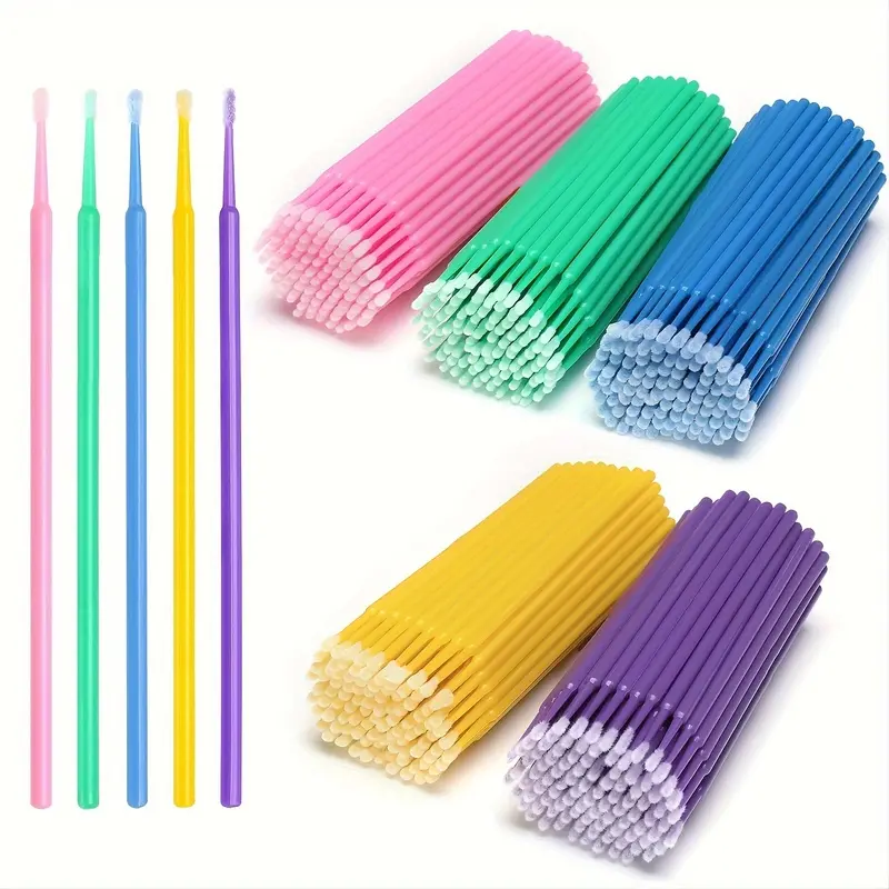 500-Pack Microswabs Designed for Eyelash Extensions, Featuring Soft Micro Applicator Brushes with Microfiber Wands. These Versatile Micro Brush Heads Are Ideal for Both Cleaning And Beauty Makeup Application