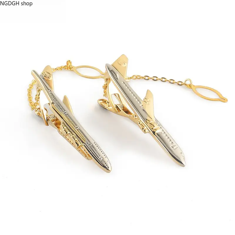 Plane Clip - Men's Airplane Shaped Tie Clip Metal Money Clip Chain Suit Shirt Daily Business Style