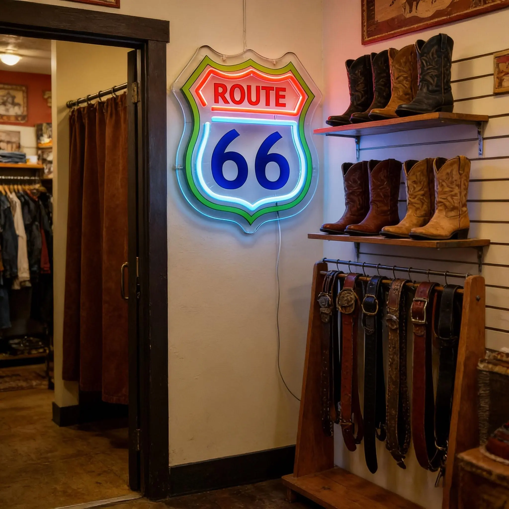 66 Highway Neon LED Light, Retro Road Sign Wall Decor, /ice Blue, USB Powered, Bedroom/bar/garage Decoration, Vintage Theme Gift