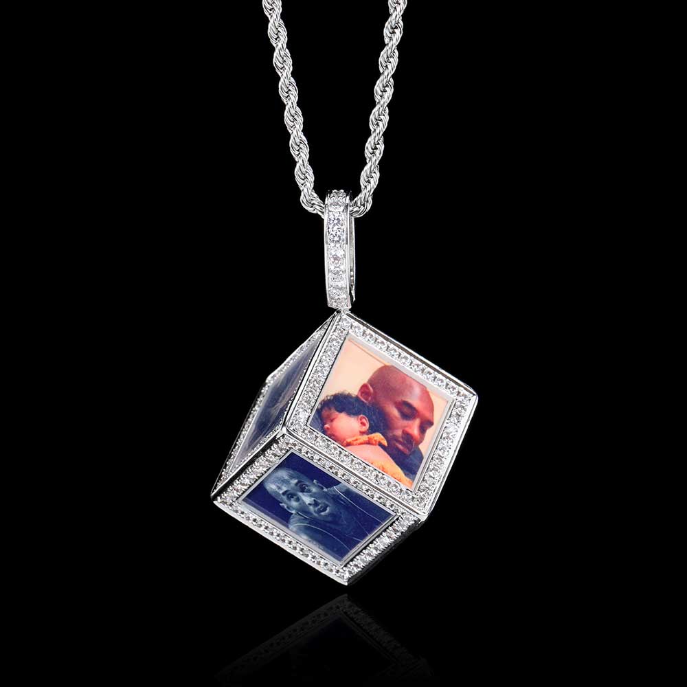CARÁTIX - Hip Hop Personalize Pictures Jewelry Custom Memory Six-Side Cube Photo Pendant For Necklace GiftsValentine's Day Gift for Men & Girls & Boys Mothers' Day Gift #Springtok