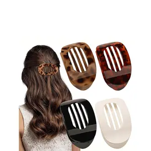 4 Pcs Flat Hair Clips for Girls, Round Dangle Hair Clips, French Strong Hair Clips for Thick and Thin Hair, Comfortable Design for Lying Down and Driving, Decorative Hair Clips, Fashion Hair Accessories