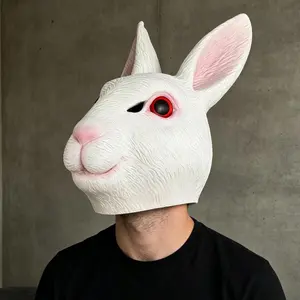 Cute Rabbit Mask Cosplay Prop Latex Mask with Realistic Fur and Details Carnival Fun Masks Are Perfect for Themed Parties, Prank Costumes, Halloween, and Other Occasions.