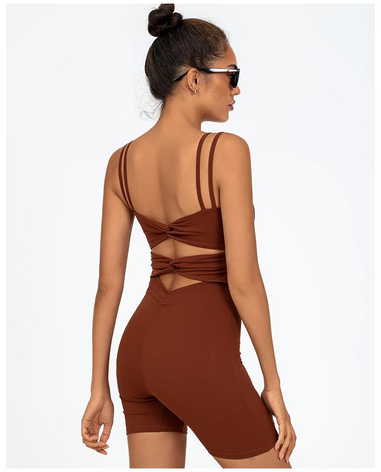 Women's low-cut sexy yoga jumpsuit, breathable and quick-drying, with a beautiful back and cross-strap design to lift the buttocks, suitable for running, yoga, and fitness