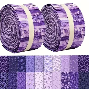 40PCS Dreamy Purple Precut Fabric Strips, 2.5x19.7 Inch Patterned Quilting Fabric Roll for DIY Crafts, Sewing & Doll Making