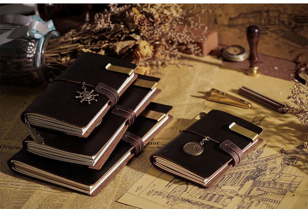 AIGUONIU Leather Notebook Handmade Vintage Cowhide Diary Passport Size TN Travel Notebook Cover Journal Sketchbook Planner