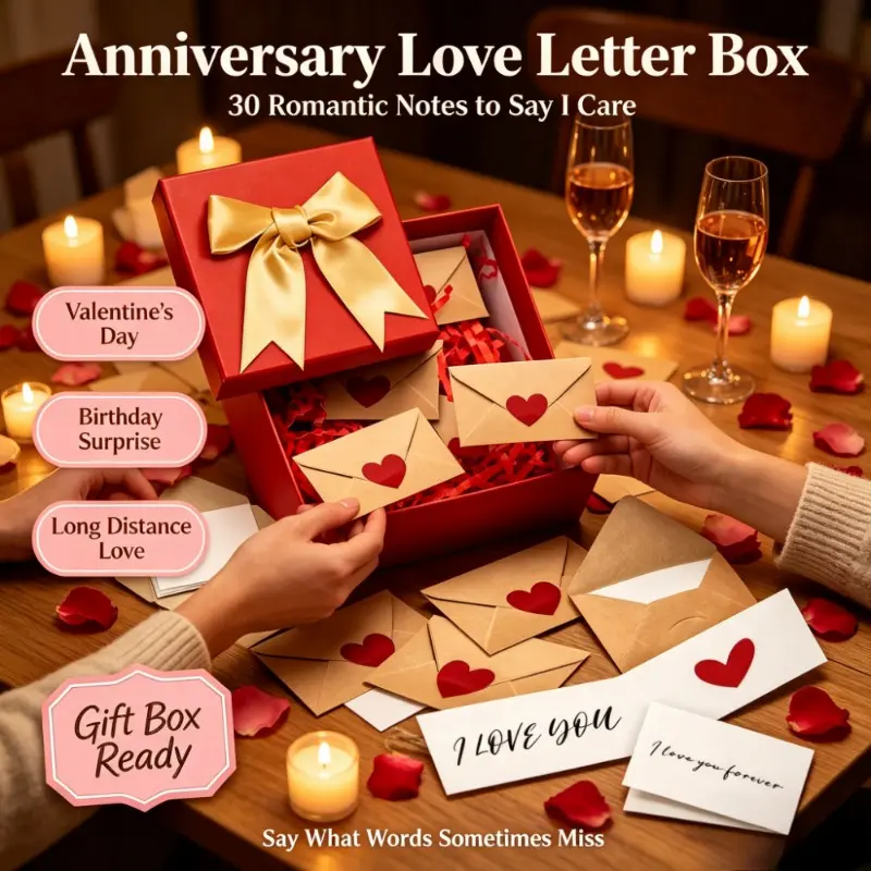 DIY Love Letter Box With Mini Blank Cards & Envelopes, Sweet Gift For Boyfriend On Valentine’s Day & Anniversary, Card Set