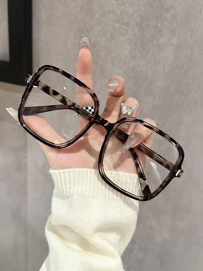 3/4 PC S Fashion Oversized Square Plastic Frame Clear Glasses For Daily Life Take Photo Clothing Accessories.