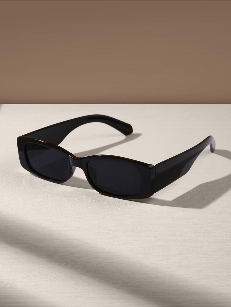 Unisex Vintage Rectangle Frame Sunglasses, Trendy Casual Full Rim Sunglasses for Everyday Use, Fashion Accessories for Outdoor Activities