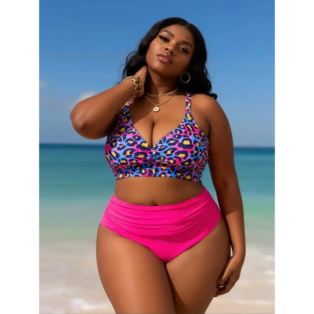 2026 Y2K Curvy Plus Size Sexy Tight Backless Slimming Bikini, High Waist Two-Piece Swimsuit Set