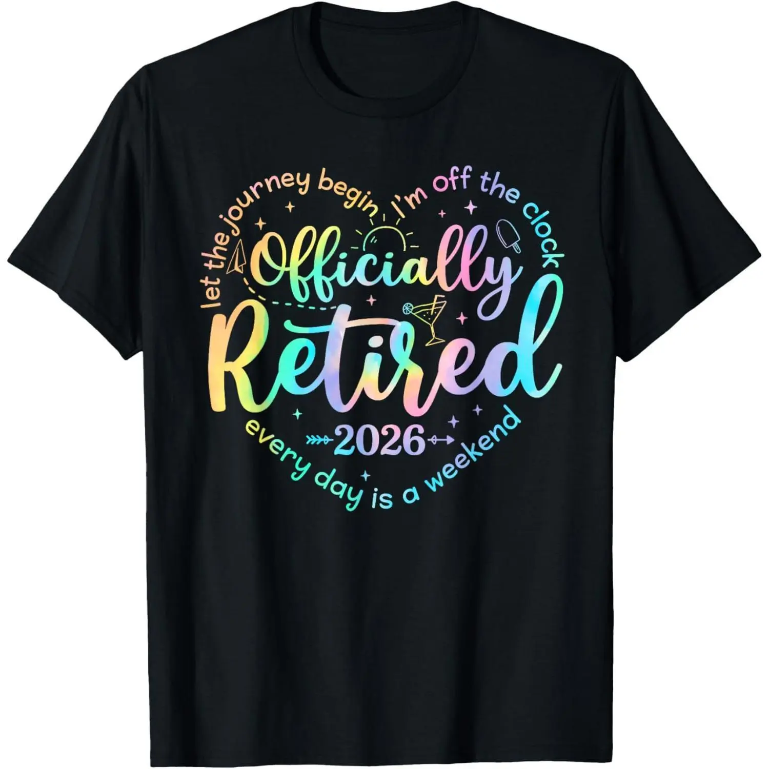 Women's Retro Cotton Fabric T-Shirt - 2026 Officially Retired Heart Funny Design, Comfortable Fit, Single Piece