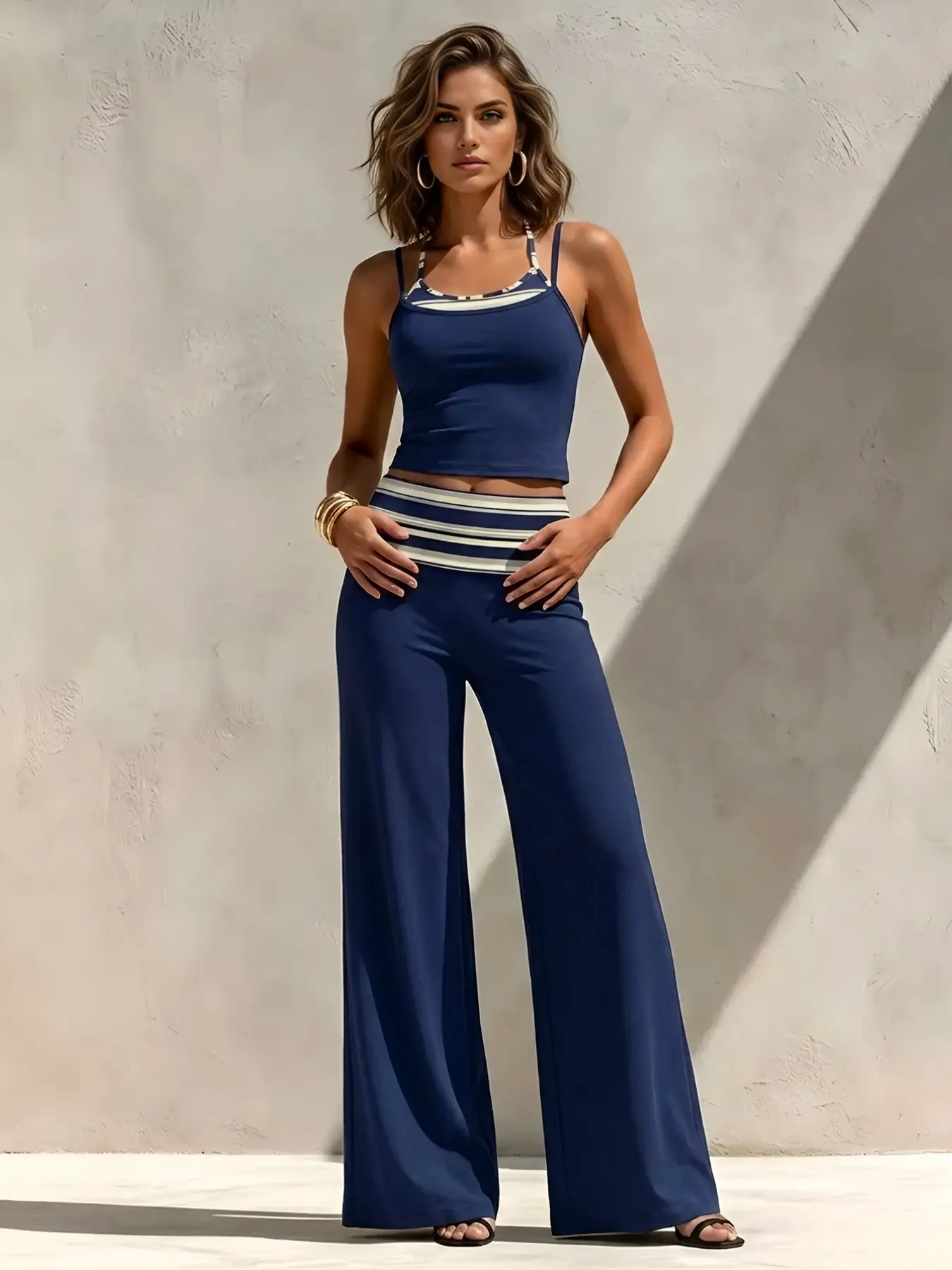 Women's Two-Piece Sports Set, Fitted Yoga Set, Fashion Sleeveless Tank Top & High Waist Yoga Pants, Comfortable Stretch Fit, Ideal for Gym, Yoga, Running