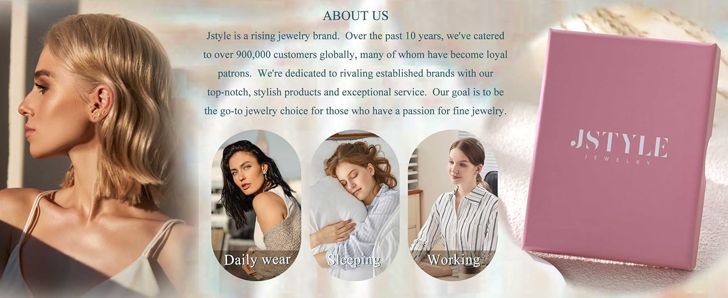 （ Not Sold In Pairs）Jstyle 25 Pcs Single-Earrings Hypoallergenic Earrings for Sensitive Ears Surgical Stainless Steel Earrings for Women Dainty Flat Back Earring Studs Hoop Cartilage Earring