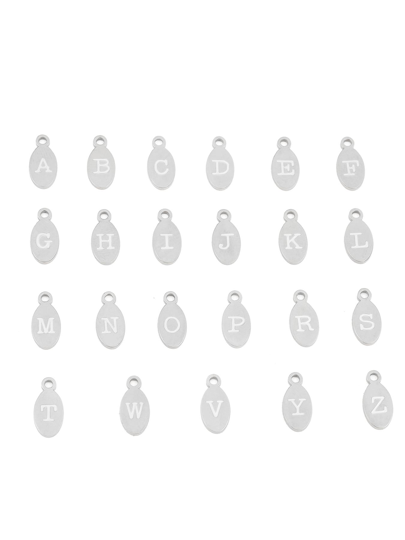 Simple Letter Pendant Necklace for Women, Necklace Initial, Round Charm Stainless Steel Jewelry for Party, Daily Clothing Decor, Trendy All-match & Exquisite Jewelry for Birthday Gift