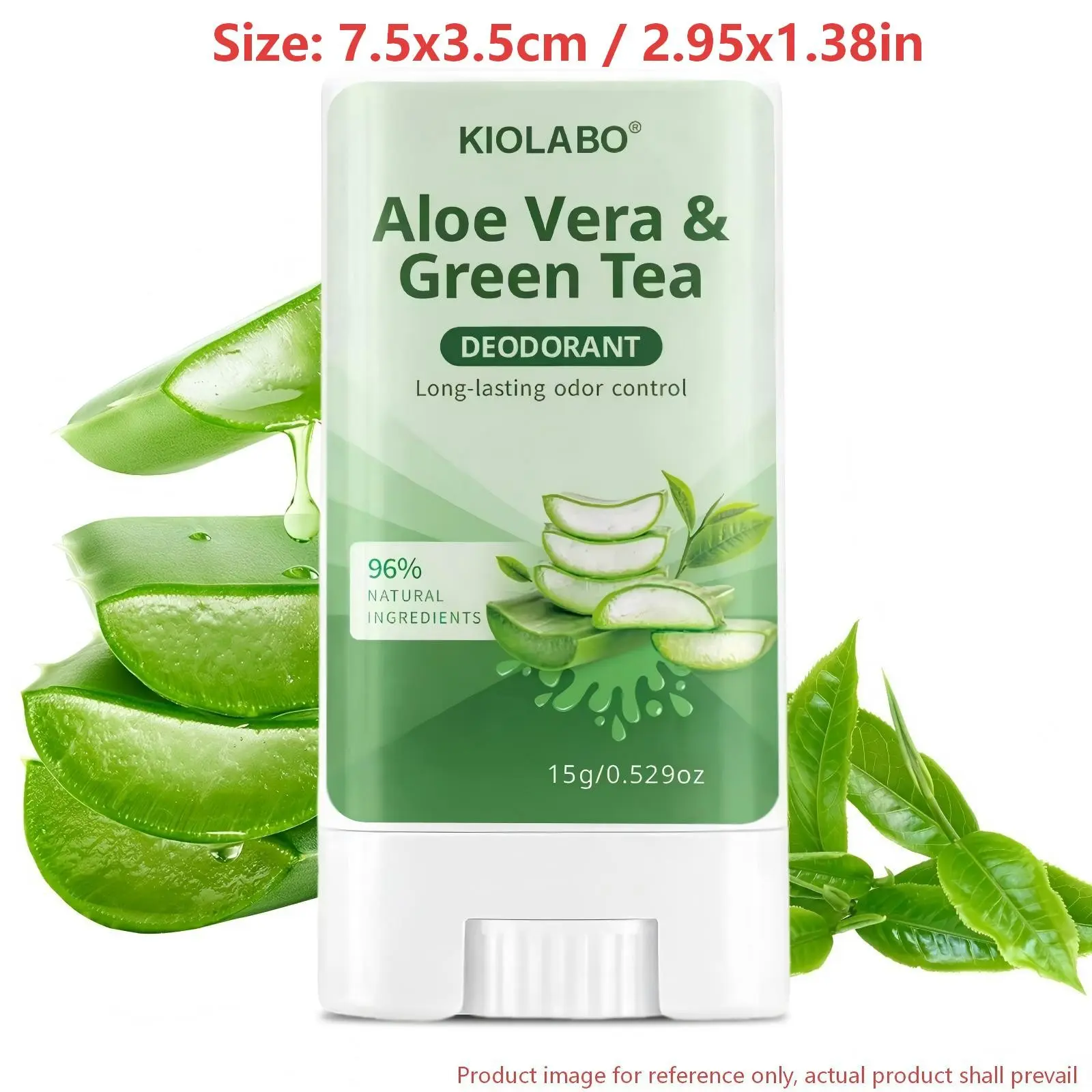 Aloe Vera & Green Tea Deodorant Stick 15g, 24H Long-Lasting Freshness, Natural Aluminum-Free, Odor & Sweat Protection
