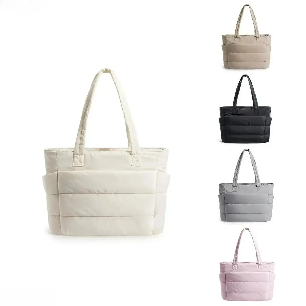 Puffy Bubble Tote Bag 3 Sizes for Women Quilted Laptop Shoulder Handbag, Lightweight Work Tote with Multiple Compartments for Travel & Work Organize Zipper Closure Durable Tote bag SpringStatements