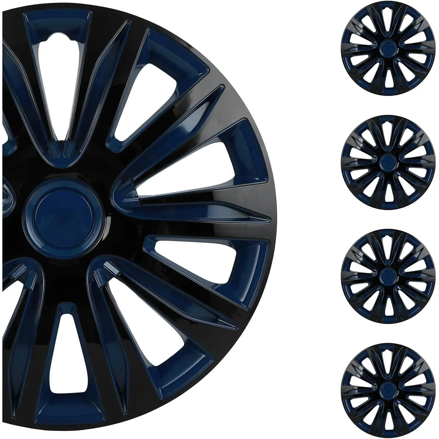 Hub Cap Steel Wheel Snap On Universal 15" Hubcap Auto Tire Replacement Exterior Hubcaps Wheel Cover Rim 15 Inch Set of 4 PP Black Lacquer & Blue Lacquer