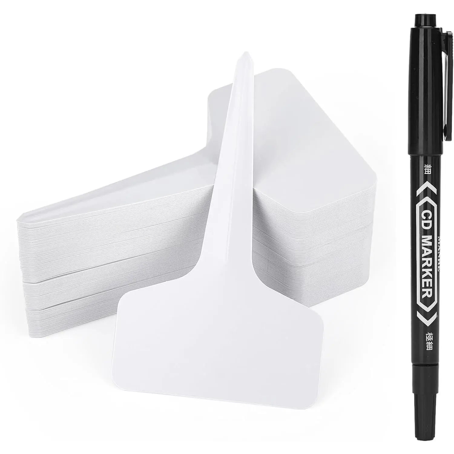Labels 4 Inch - 200 count Plastic  Tags Markers T-Type  Garden Labels  with Permanent Marking Pen for Seedlings Indoor Outdoor Garden Greenhouse