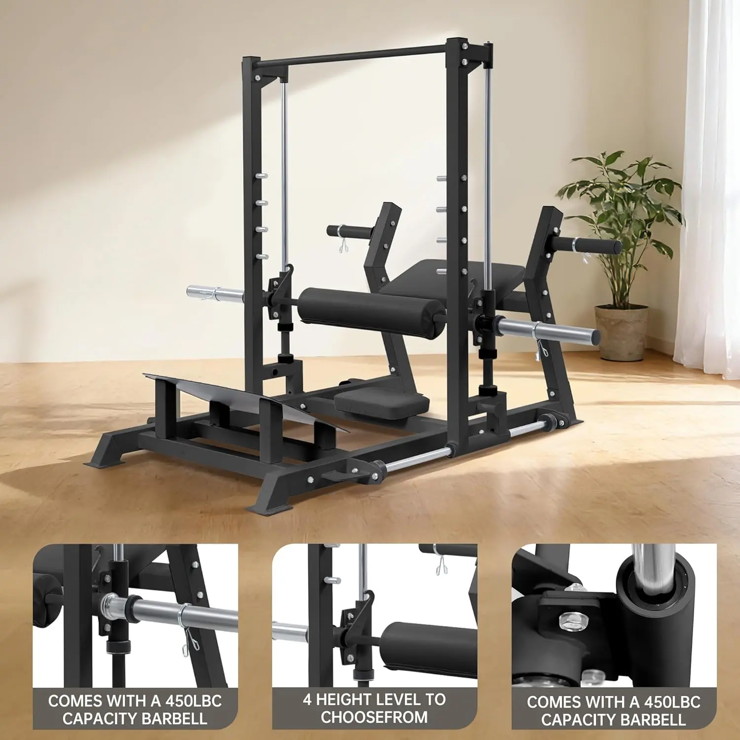 Garvee Hip Thrust Machine 770 LBS, Heavy Duty Plate Loaded Glute Bridge Machine with Band Peg & Weight Holder, Butt Exercise Workout Equipment for Home Gym Glute Building, Glute Trainer