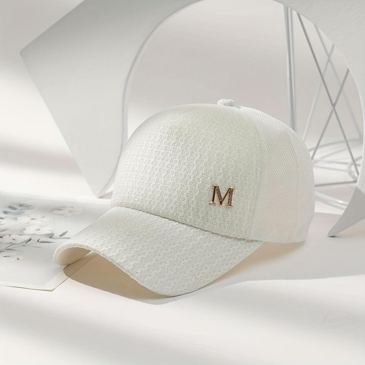 Letter M Decor Baseball Cap Trendy Solid Color Mesh Dad Hats Lightweight Breathable Trucker Hats For Women daily use Spring & Summer
