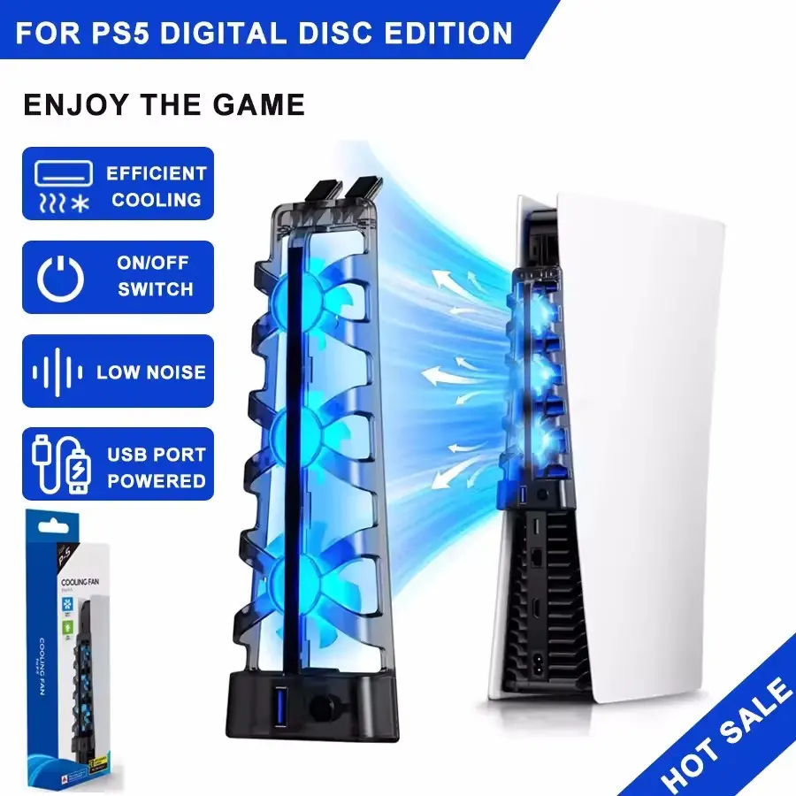 Cooling Fan For Sony Playstation Play Station PS 5 PS5 Disc Digital Console Cooler Gaming Accessories Game Ventilator USB Table Refrigerator Exhaust Ventilation Portable Panels Kit Cooling Products Gaming Items