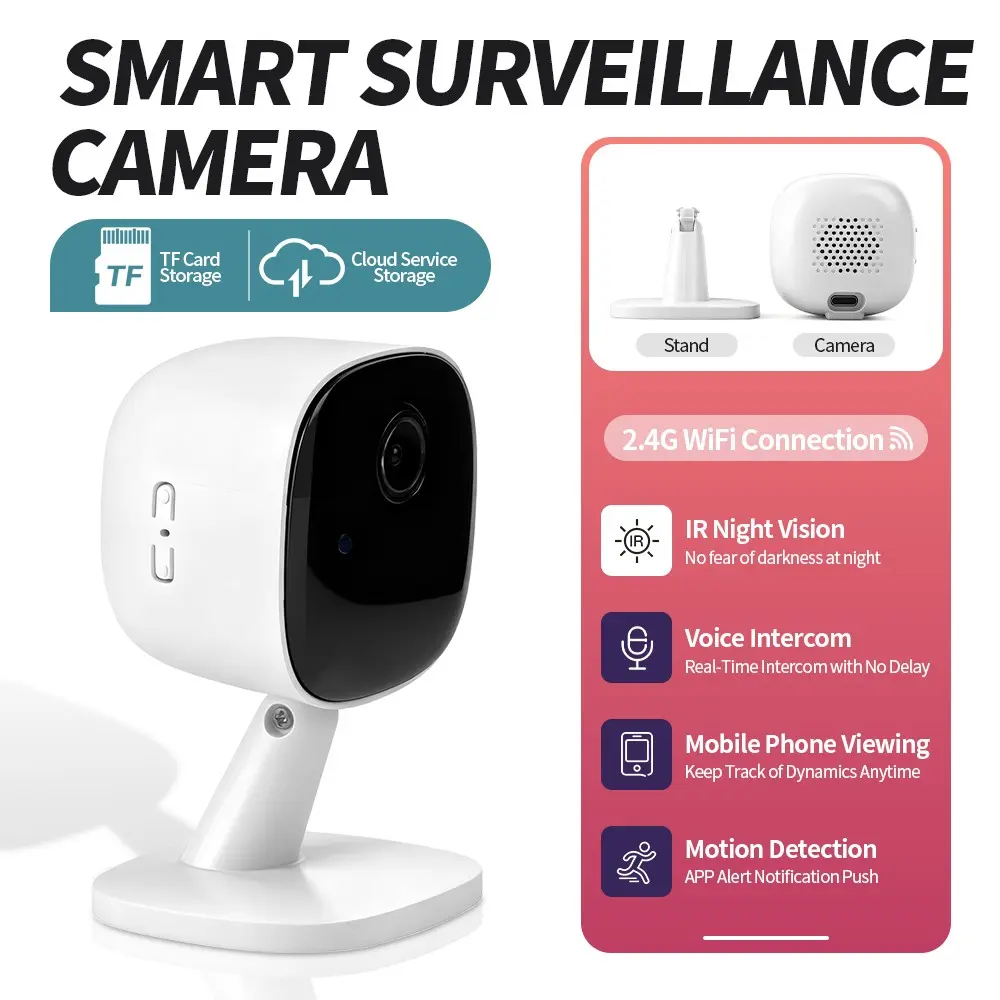 Home Security Camera, Indoor WiFi Camera, Ai Person Pet Detection, Infrared Night Vision, Two-Way Audio, Cloud & Local Storage, 24/7 Recording, Ideal Moving Gift, Smart Indoor Camera