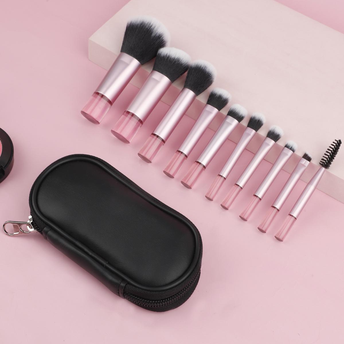 Mini Makeup Brushes Set, 10pcs/set Portable Makeup Brushes with Storage Bag for Travel, Soft Makeup Brushes for Foundation, Powder, Concealers, Cosmetic Tool Set, Beauty Products, Makeup Products Travel Essentials, Makeup Brushes Sets