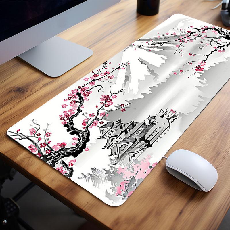 Large Gaming Mouse Pad with Non-slip Rubber Base, 1 Count Cherry Blossom Pattern Desk Mat, Computer Keyboard Pad, Washable Rubber Mouse Pad Perfect for Gamers Office Workers & Home