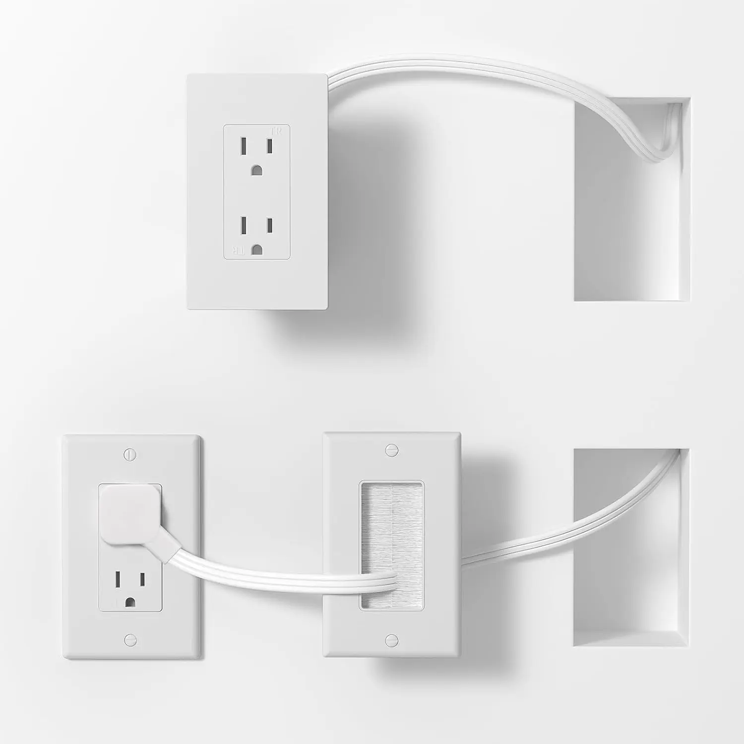 in Wall  Management Kit,Recessed Outlet Box for Wall Mount TV, Outlet Relocation Kit for Relocating Unreachable Electrical Outlets,2 AC Outlets,in Wall Extension Cord