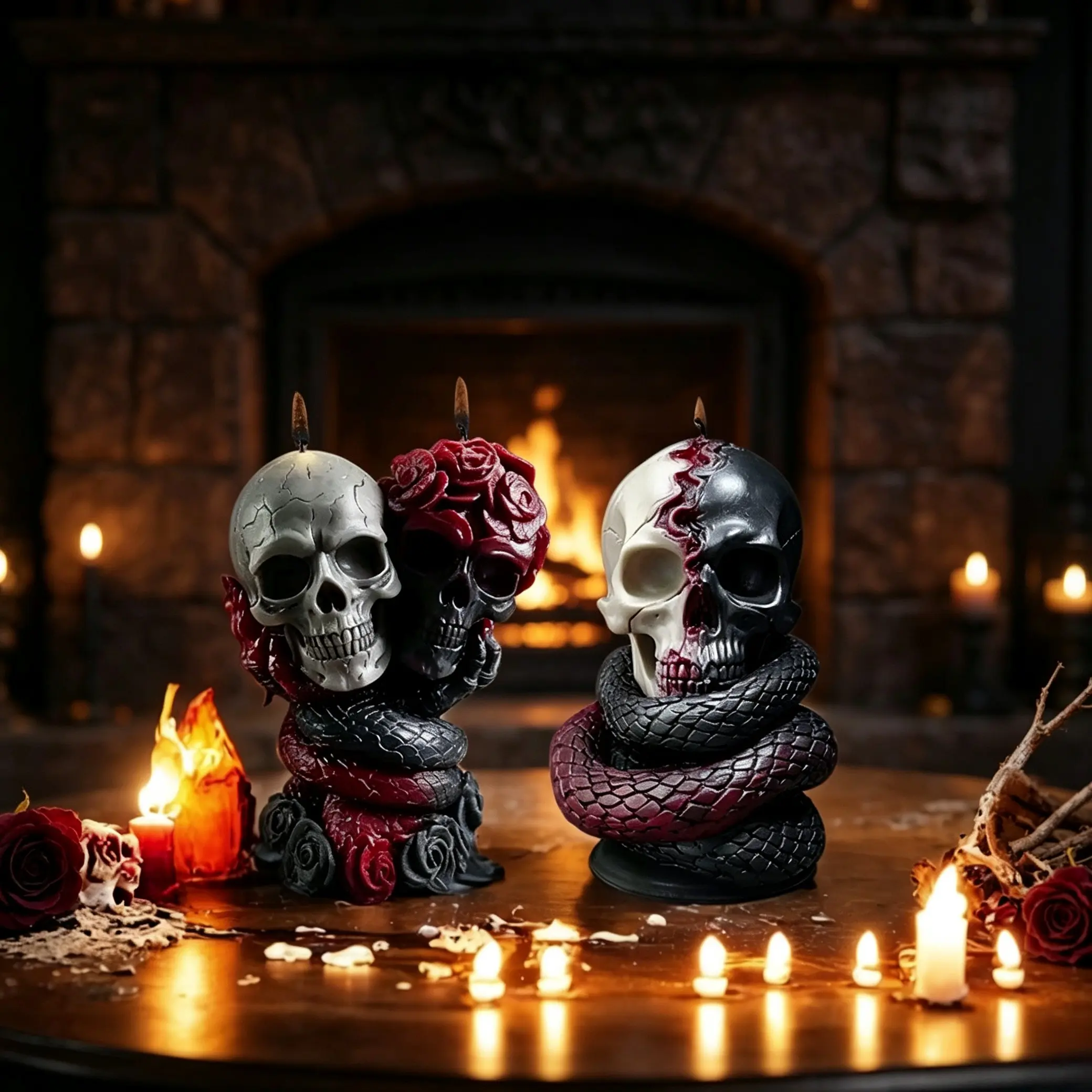 Skull Head Scented Candle Mold, Creative Silicone Mold for Halloween, Home Decor Ornament Mold, Party Decoration Mold