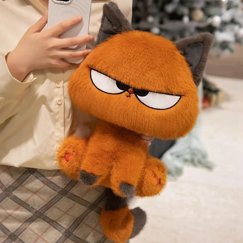 Grumpy Orange Cat Plush Toy, 2 Sizes Soft Kawaii Kitten Stuffed Doll, Cute Angry Cat Plushie Gift for Kids & Cat Lovers