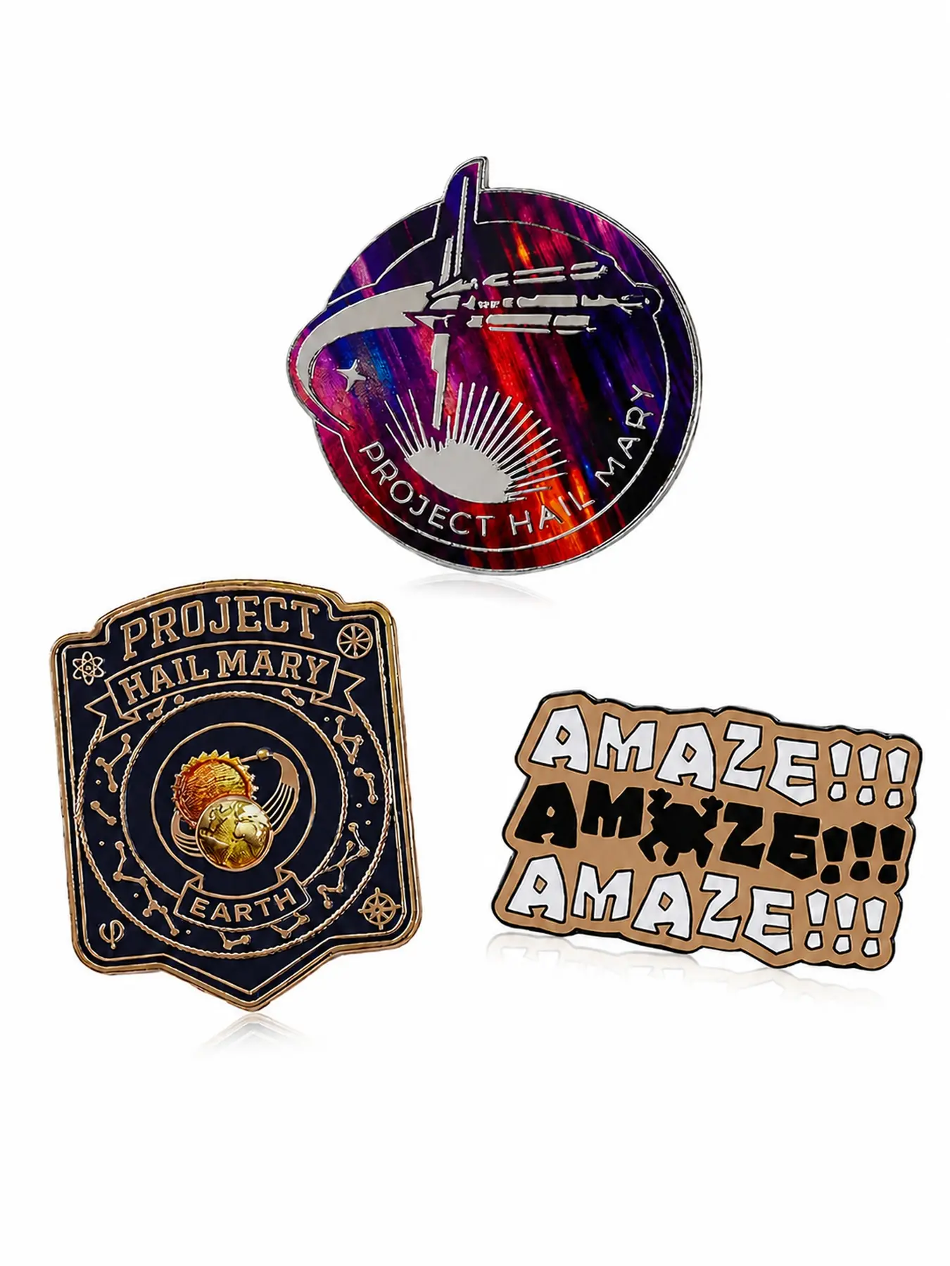 Space Enamel Pin Set, Sci-Fi Metal Lapel Pins | Space badge collection with creative designs, novelty accessory gift for women, readers, collectors and science fiction fans.