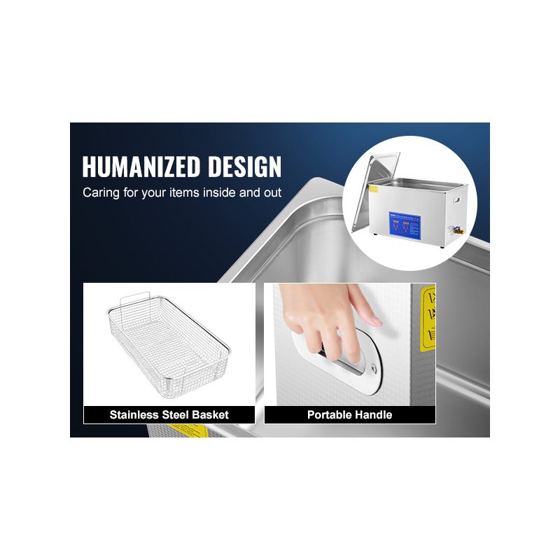 VEVOR Professional Ultrasonic Cleaner, 30 L Ultrasonic Jewelry Cleaner with Digital Timer Heater, Stainless Steel Industrial Sonic Cleaner 40kHz for Glasses, Watches, Rings, Small Parts