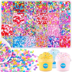 24-Grid Slime Mix Ins Non-edible Polymer Clay Slime Add Ins | Fake Sprinkles Kawaii Charms for Nail Art Design,Lip Gloss,Cellphone Decorations Assorted Sprinkle Decoration & Accessories for DIY Crafting