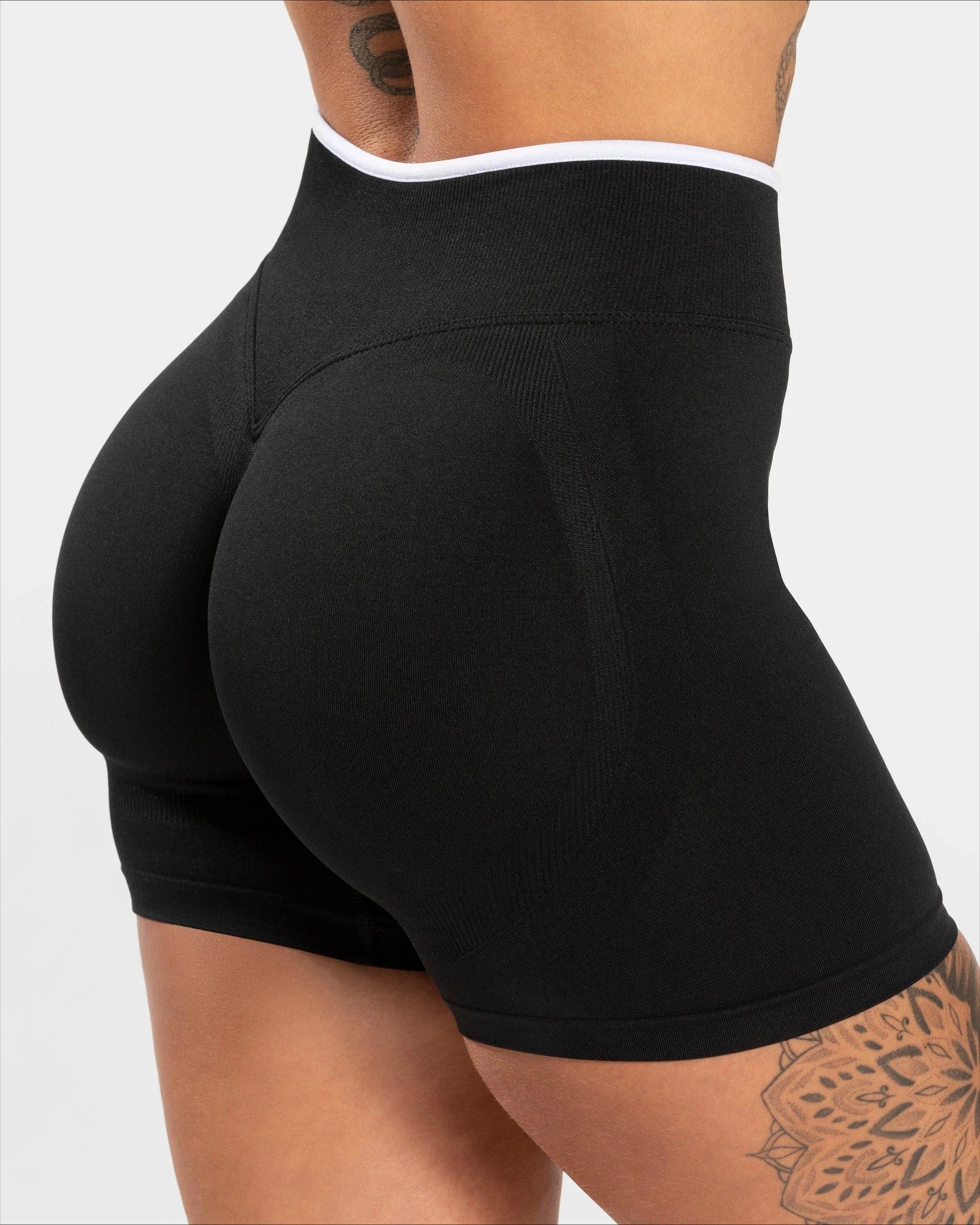 Women Seamless Gym Solid Sports Shorts White Waist Tight High Waist Hip Lifting Yoga Pants Running Sports Shorts