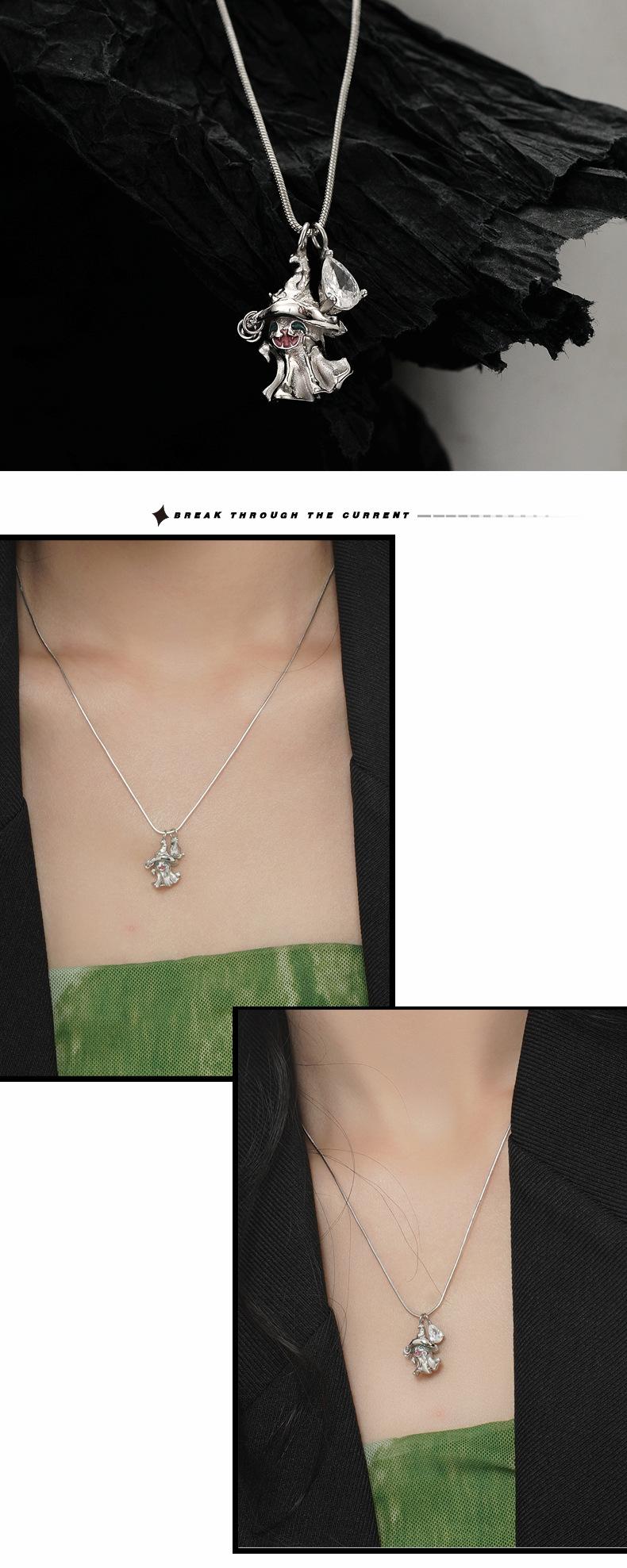 Ghost series necklace female niche super sa sweet cool sterling silver zircon pendant collar trend personality