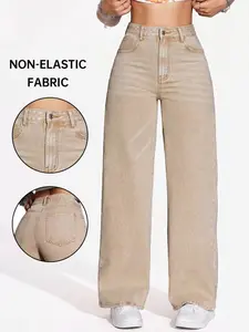 Women's High-Waisted Loose-Fit Jeans, Casual Straight Leg Pants, American Vintage Style, Streetwear Essential, Perfect for Daily Outing
