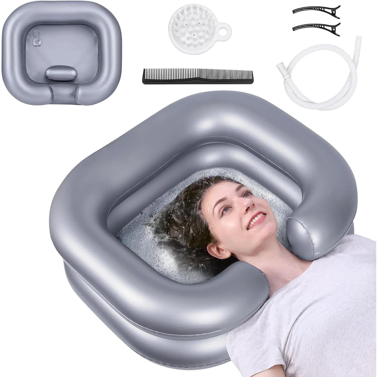 Inflatable Shampoo Basin - Portable Shampoo Bowl, Hair Washing Basin for Bedridden, Disabled,Injured, Hair Wash Tub for Dreadlocks and at Home Sink Washing