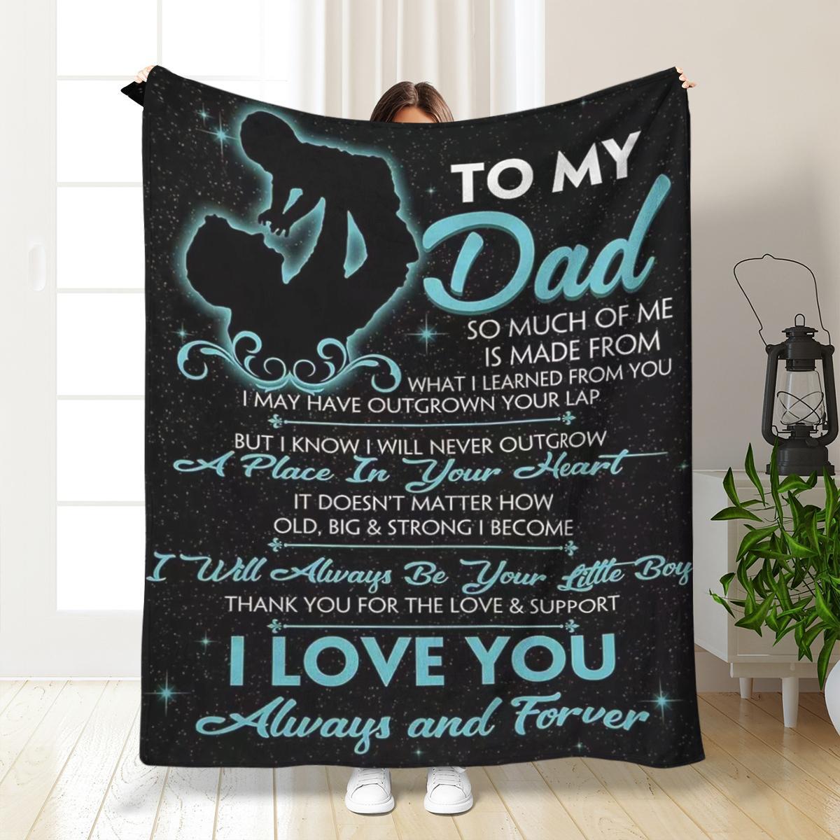 To My Dad Letter Print Soft Blanket, 1 Count Comfortable Throw Blanket, Air-conditioned Room Blanket, Warm Nap Blanket for Home & Office, Gift for Dad