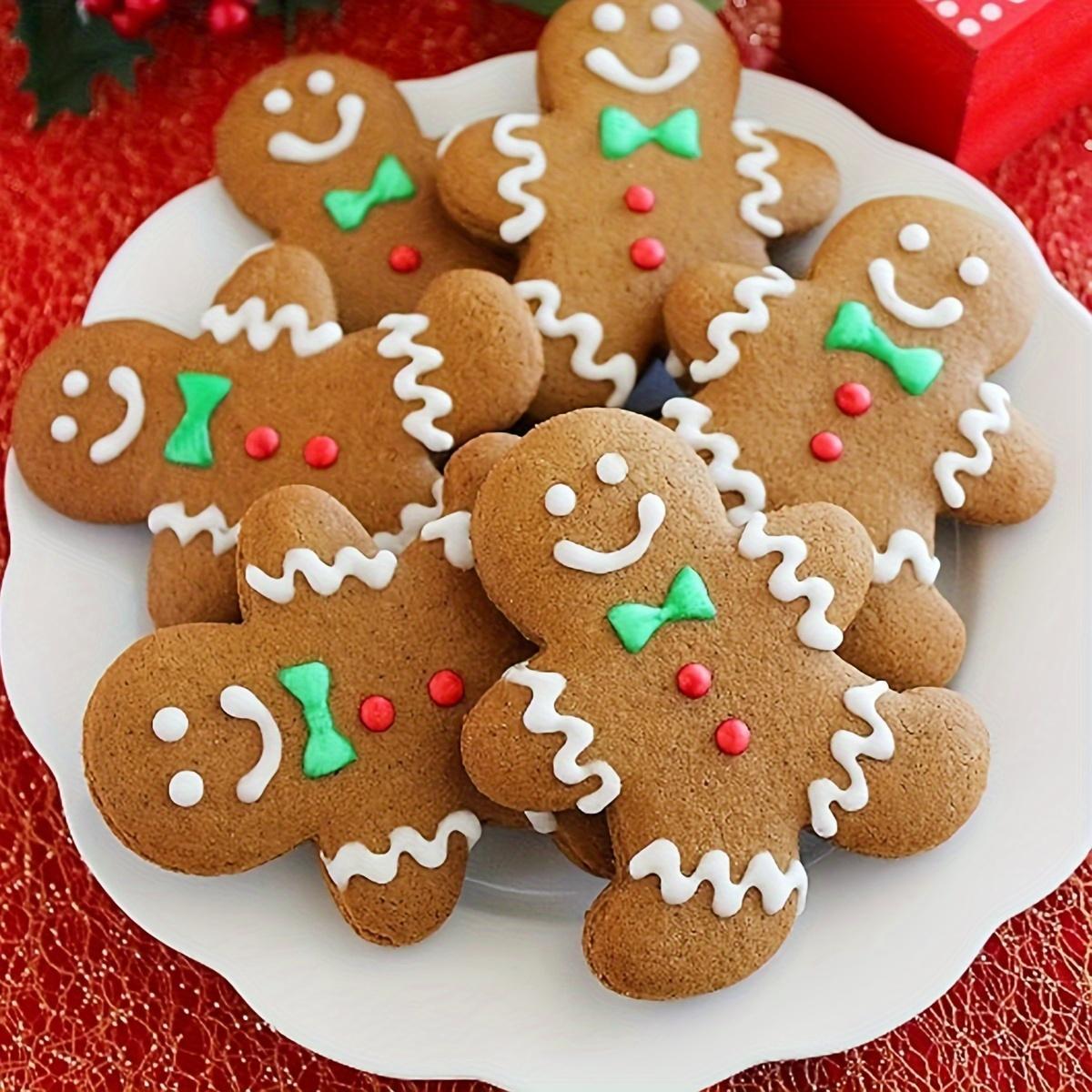 5pcs Christmas Gingerbread for Man Cookie Cutter Set, Including Christmas Tree, Snowflake, and Snowman Stainless Steel Cake Molds, Baking Tools