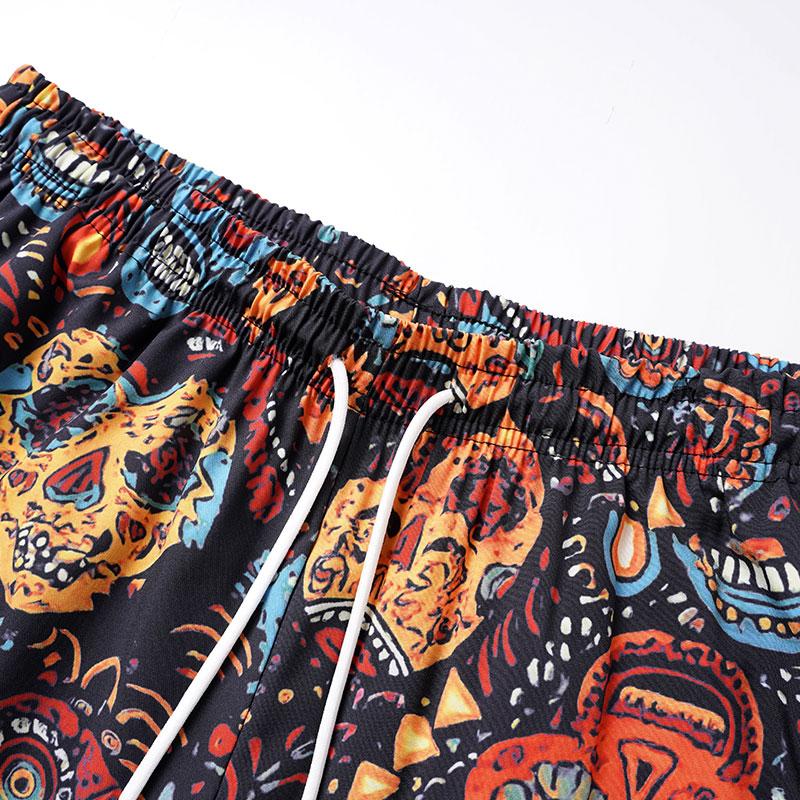 Statement Bold Mens 2 Pack Skull Print Swim Trunks Loose Fit Drawstring Beach Shorts for Vacation Wear and Summer Events