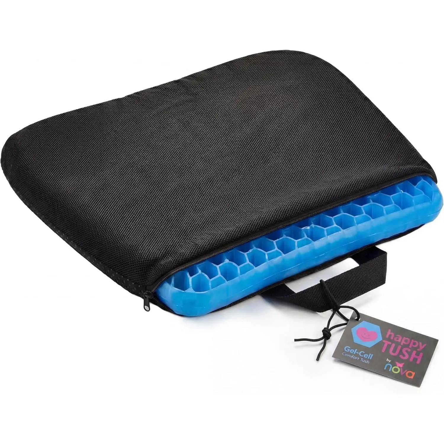 Happy Tush Gel Cell Seat Cushion,-Layer Pressure-Relief Gel, Foldable &,-Resistant, Washable Non-Slip Cover, Home, Office & Travel