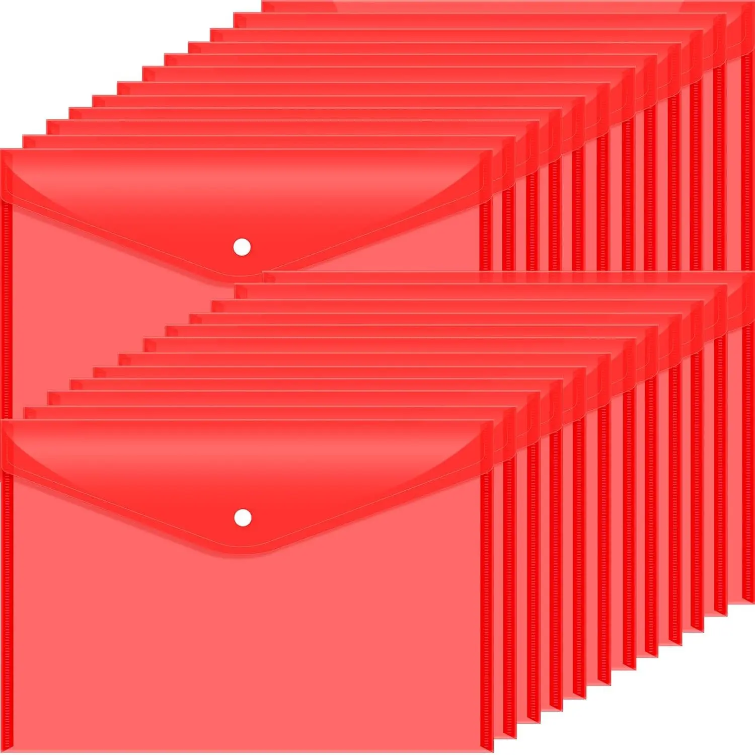 24pcs Plastic Document Folder Organizer - Snap Closure, A4/Letter Size Poly Folders for Office & School Supplies (Red)