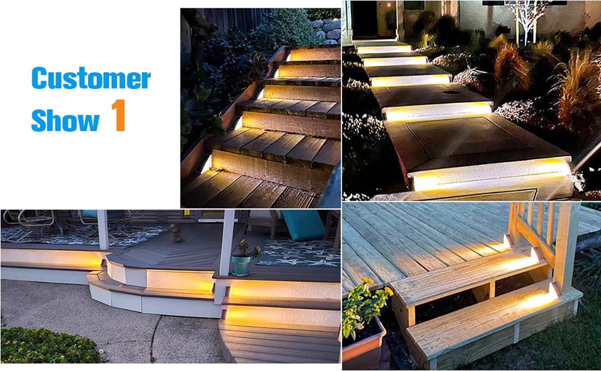 6 Pack VOLISUN Solar Stair Lights IP67 Waterproof LED Step Lights Outdoor Warm Cold Glow for Garden Deck Patio