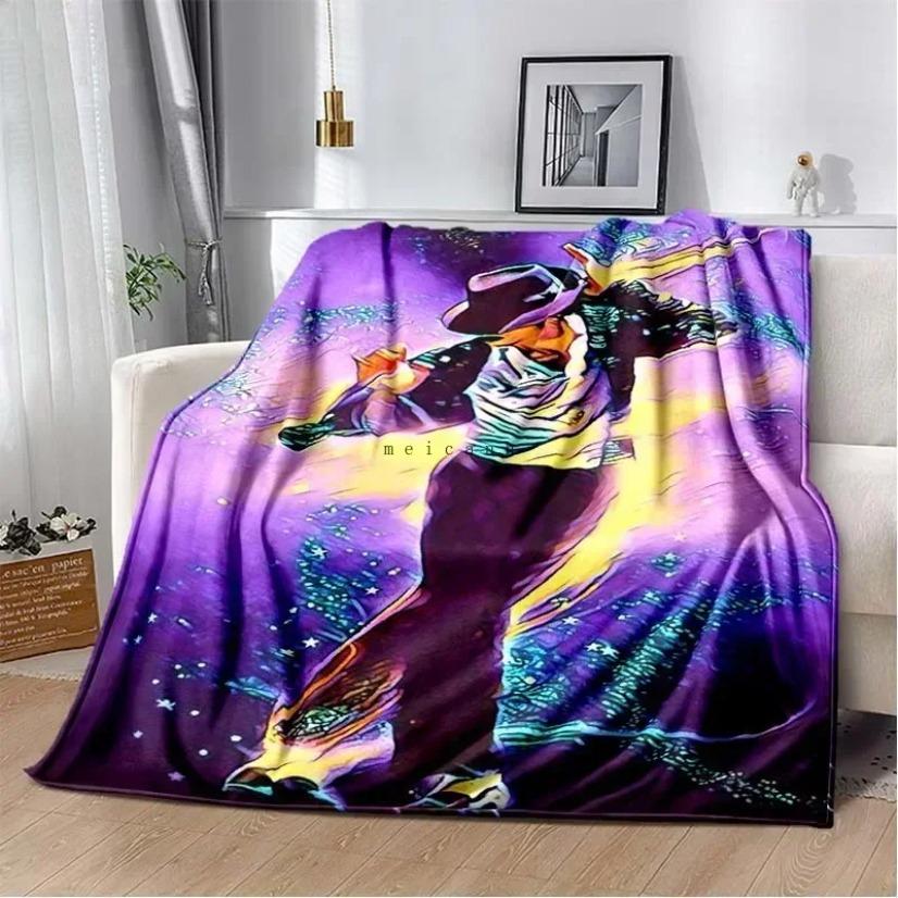 Michael Jackson Flannel Blanket King Of Pop Music Icon Retro 80s Aesthetic Soft Warm Throw For Gamer Room Decor Dorm Essential Bed Sofa Home Holiday Gift
