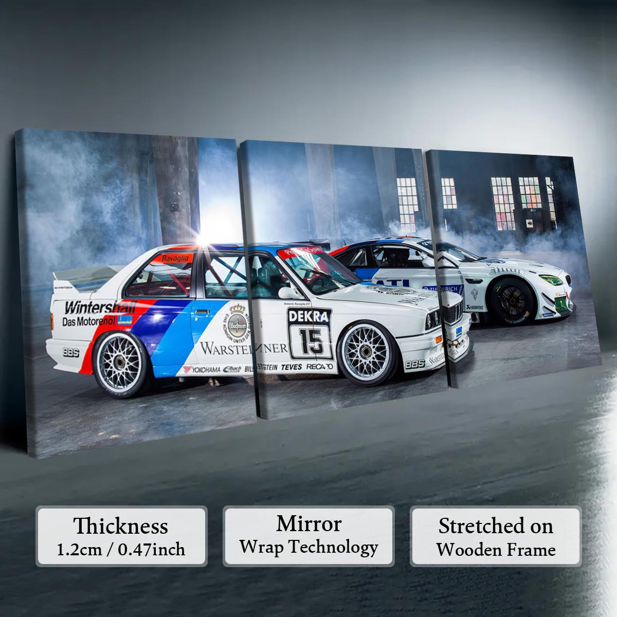 Formula Car Pattern Canvas Painting with Wooden Frame, 3 Counts/set Modern Art Wall Decor, Wall Art for Home Living Room Bedroom Office, Decoration, Print, Artistic