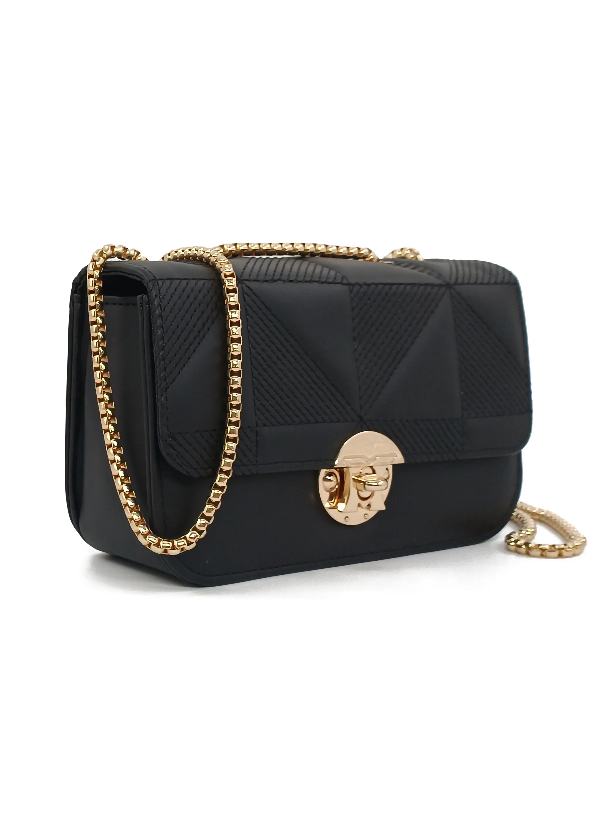 Geometric Grid Stitched Mini Flap Crossbody Bag with Gold-Tone Box Chain Strap Round Turn Lock Mini Shoulder Handbag Elegant Women Clutch Purse Multi Colors for Daily Dating Wedding Party Travel Shopping