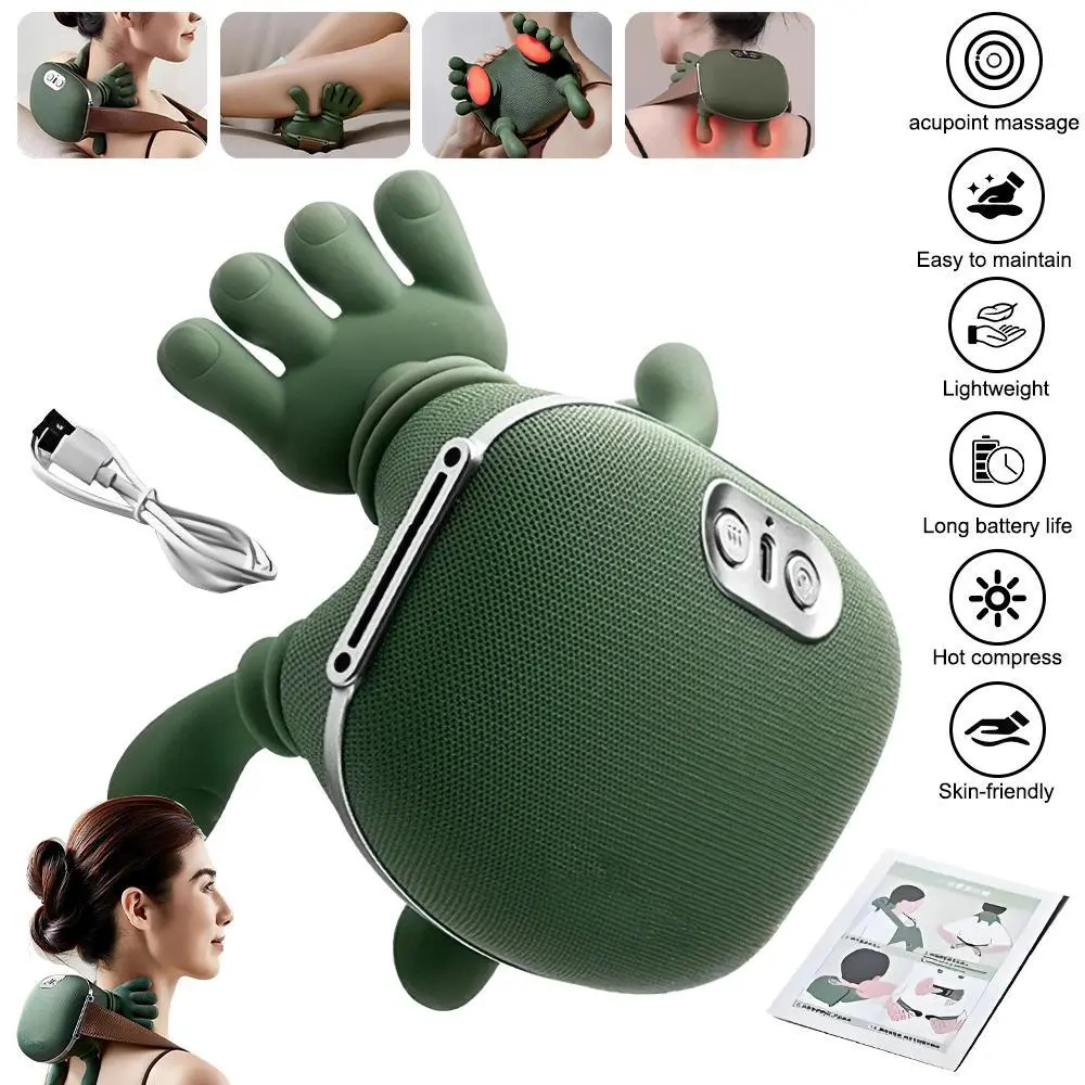Wireless Heated Neck Massager with 4D Kneading, Deep Tissue Muscle Relief for Neck Shoulder Back, Rechargeable Portable Electric Massager, Soothing Heat Therapy for Pain Relief, Lightweight Design Perfect for Home Office Travel Use