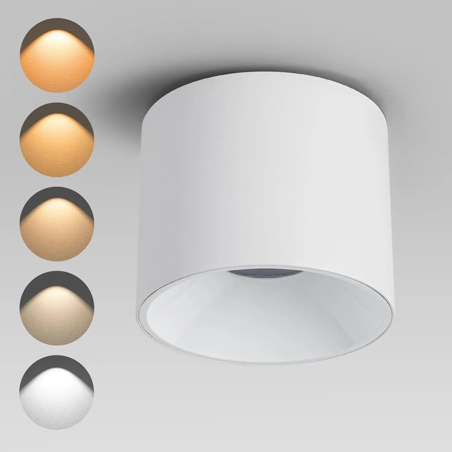 LED Ceiling Spotlight 5CCT 4.72 inches 18W Dimmable Ceiling Light 2700K-5000K for Indoor Living Room (White 18 Watts)