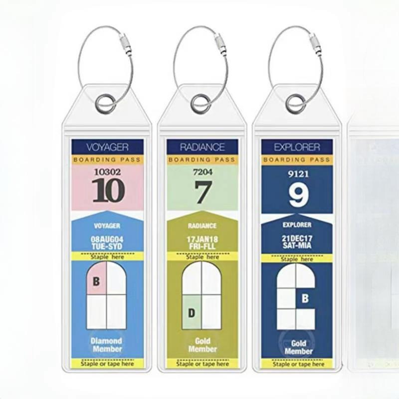 Clear Luggage Label Holder, 10pcs/set Waterproof Travel Luggage Tag Holder with Random Color Hanging Ring, for Identification Label, Travel Bag Label, Clear Visibility